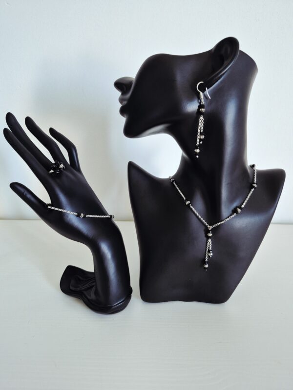 Parure Argent Ornée de Cristal noir